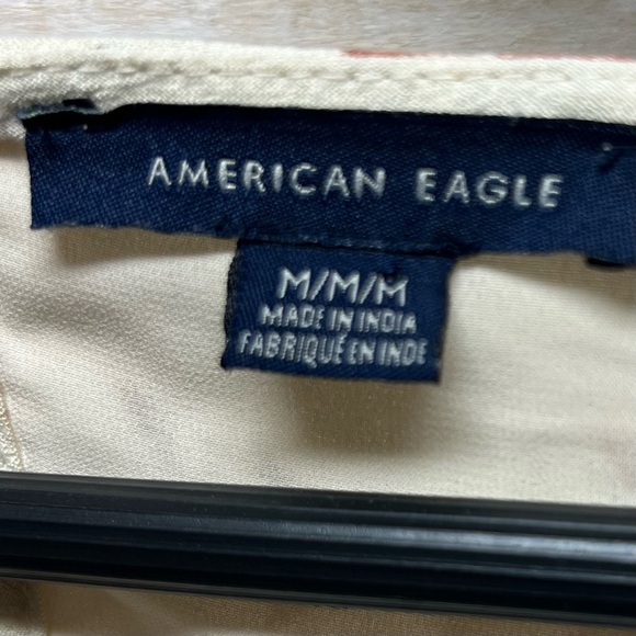 American‎ Eagle Romper Womens Medium Ivory Floral Bell Sleeve Ruffle Pockets - Picture 9 of 12